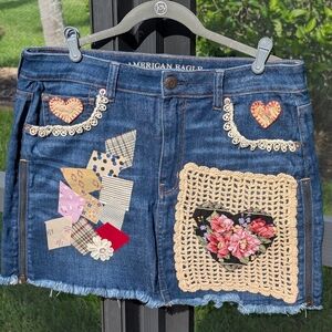American Eagle Patchwork Denim Skirt